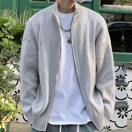 Men's Sweaters Autumn KPOP Fashion Style Harajuku Slim Fit Outerwear Loose Casual All Match Knitwear Cardigan Solid Zipper Long Sleeve
