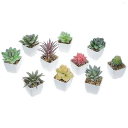 Decorative Flowers Succulent Artificial Plants Miniature Bonsai Model Micro Landscape Potted Succulents Figurines Office Decor