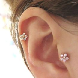 Stud Earrings Zircon Piercingjewelry Stainless Steel Flowers Earpiercing Cartilage Tragus Ear Studs