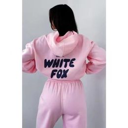 Whitefox Tracksuits Women Hoodie Sets Two Piece Long Sleeve Polyester Pullover Hooded Casual Loose Fitting Clothing Hoodies Pants Outfit Sweatshirts Set BC