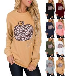 Women Designers Halloween Hoodies Pullovers Leopard Pumpkin Pattern Printed Ladies Sweatshirts Autumn Winter Tops Casual Clothing 3344650