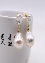 Vintage ladies pearl earrings white natural baroque pearls women039s gold earrings short ladies earrings19470536