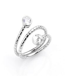 Shaped Ring Pearl Settings with Zircon Jewellery Bijoux 925 Sterling Silver Rings Base DIY Findings 5 Pieces4955935