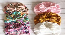 Colourful Floral Turban Bowknot Beanies Baby Hat Baby Head Wraps Cotton Big Bow Boy Girl Caps Hat298g7692223