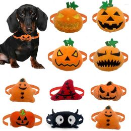 Dog Apparel 50pcs Pumpkin Style Bowtie Halloween Accessories Bow Tie Pattern Cat Pet Collar Supplies For Small Dogs