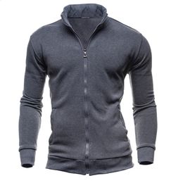 Loose Sportswear Sweatshirts Vintage Zipper Sweatshirt Solid Colour Sweater Stand Collar Mens Long Sleeve Sudaderas 240123