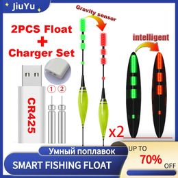 2Pcs Carp Fishing Smart Led Electronic Float 5g-20g With CR425 Battery Charger Fishing Accessories High Sensitivity Night Light240129