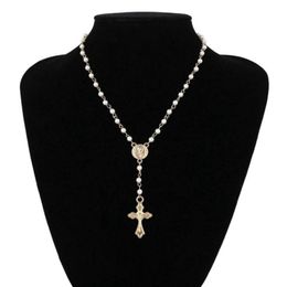 Catholic Rosary Beads Necklace Women Statement Religious Jewellery Gold Lin Chain Multilayers Choker Vine Pendant Necklaces58855749479155