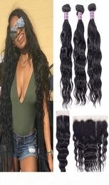 Brazilian Virgin Human Hair Wet Wavy Bundles With Closure Unprocessed Peruvian Water Wave Bundles With Frontal Closure Human Hair 4196188