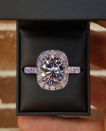 Moissanite Diamonds Ring In 14k White Gold 1ct Round Cut Diamond Bridal Promise Jewellery Simple Design Square Wedding Anniversary7652898
