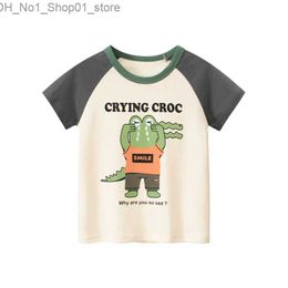 T-shirts 1-9T Cotton Boys T Shirt Toddler Kid Tshirt Baby Boys Girls Clothes Summer Basic Top Crocodile Print Infant Tee Childrens Outfit Q240218