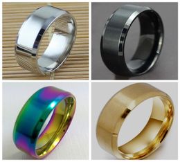 whole 50Pcs 316L 8mm Plain Simple band stainless steel rings fashion Jewellery ring for man women1385527