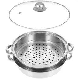 Double Boilers Cooking Pot Kitchen Steaming Food Steamer For Korean Tamale Household Steamers Vegetables Thick Double-layer
