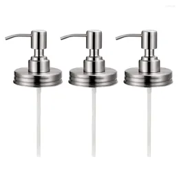 Liquid Soap Dispenser 3 Pcs Mason Jar Lid Pump Head Body Wash Bottle Replacement Stainless Steel