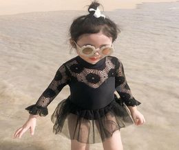 long sleeve baby girls swimsuit 2020 summer cute princess lace bikini toddler girl kids swimwear beach bathing suits swim dress5608634