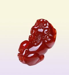 Fine Jewellery c1lint Pure Natural Red Agate Handmade Safe Wealthy Brave troops Amulet Necklace Pendant 3555745