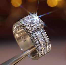 AprilGrass Brand Luxury Classic Crystal Cubic Zirconia Women Ring with Square Princess Cut Zircon Wedding Anniversary Present 4252049