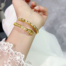 2024 Bracelet Designer Women Top Quality Bangle Snake Bone Full Diamond Bracelet Female Classic Silver Diamond Open Bracelet Female Versatileq8