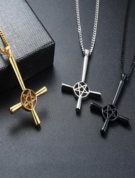 Church Seal Of Satan Cross Nelaces Pendant for Men Crucifix Satanic Stainless Steel Nelace Male Jewelry6424484