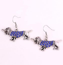 Trendy Cool Rhodium Plated Earring With Sparkling Crystals Dachshund Cute Dog Animal Charm Pendant Earring Jewelry85053599247261