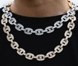 16mm Iced Baguette Mariner Link Chain Bracelet 14K White Gold Plated 2 Row Diamond Cubic Zirconia Jewelry 16inch24inch Cuban Cho6650985