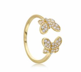 2019 Spring 925 Sterling Silver Rings Gold butterfly Ring Original Fashion Engagement wedding Rings DIY Charms Jewelry For women5911876