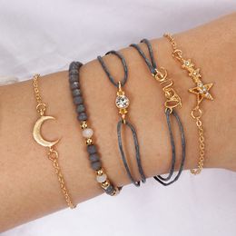 Europe and America Cross Border New Accessories Fashion Simple Love Five-Pointed Star Moon Combination Six-Piece Bracelet