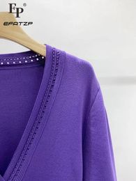 Party Dresses V-neck Slim Knit Dress 2024 Spring Summer Lantern Sleeve Hollow Out Pleated Knitted 3/4
