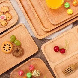 Plates Natural Wooden Salad Plate Serving Tray Boat Shape Candies Cookies Fruit Home Decoration