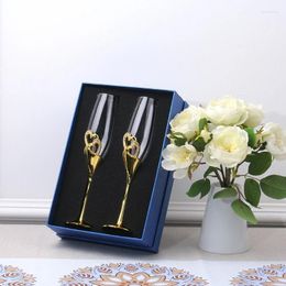 Wine Glasses Wedding Handmade Bride And Groom Toasting Flutes Accessories Valentine's Day Gift(Gold Hearts Set Of 2)