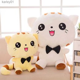 Stuffed Plush Animals Hot Sale 20cm Childrens Cute Big Face bow tie Cat Toy Doll Soothing Pillow Baby Favourite Birthday Christmas Gif YQ240218