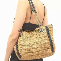 Shoulder Bags New shoulder camel beige straw woven bag crocheted woven female bucket big bagH24218