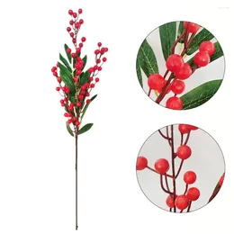 Decorative Flowers 1Pc Artificial Red Berries Simulation Foam Branches For Year Party Christmas DIY Wreath Xmas Tree Decorations