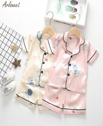 Baby Children Summer Toddler Kids Baby Boys Girl Cartoon Pyjamas Sleepwear T shirt Shorts Clothes Set Clothes Fashion New1259771