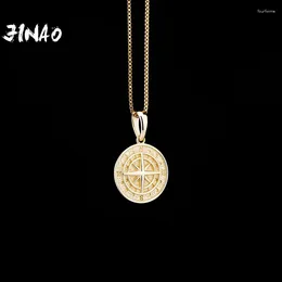 Pendants JINAO HIP HOP 925 Silver High Compass Quality Pendant&Necklace With 4mm Tennis Chain Men And Women Jewellery For Gift