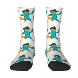 Women Socks P-Perry The Platypus Stockings Famous Anime Graphic Elegant Autumn Non Slip Sock Men Outdoor Sports Breathable