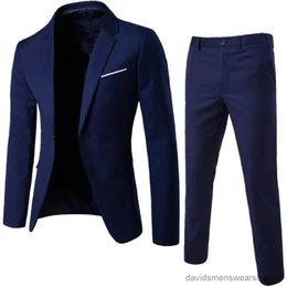 Men's Suits Blazers Men Blazer Pants Formal 2pcs Suits Men Wedding Prom Suit Slim Fit Business Work Wear Suits Groom Jacket Men Formal Suit Pants