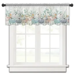 Curtain Grating Eucalyptus Leaves Thanksgiving Small Window Valance Sheer Short Bedroom Home Decor Voile Drapes