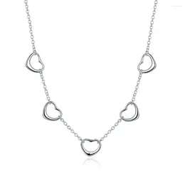 Chains 925 Sterling Silver 18 Inch Link Chain 5 Heart Pendant Necklace For Woman Fashion Wedding Jewelry Gift