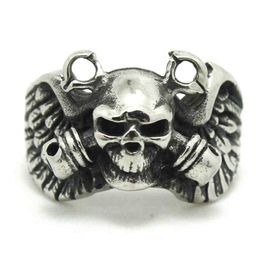 2pcs Fast Ghost Skull Grenade Ring 316L Stainless Steel Fashion Jewellery Cool Biker Double9718123