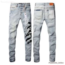 Purple Brand Purple Jeans Men's Jeans High Street Blue Broken Hole Denim Pants Distressed Slim Fit Washed Trousers Wholesale 2 Pieces 10% Dicount 9359