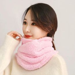 Scarves Solid Colour Fleece Neck Warmer Outdoor Cycling Windproof Scarf Women Winter Plush False Collar Soft Elastic Thicken Warm