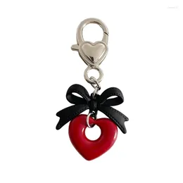 Keychains Stylish Phone Bag Pendant Keychain Charm Exquisite Black Bowknot Heart For Birthdays Or Holidays