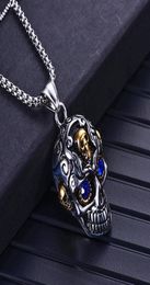 Stainless steel silver skull pendant Necklace Men Punk motorcycle Necklaces Pendants Gold Hiphop mask Jewelry27148124923