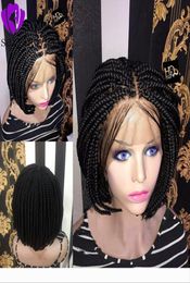 Middle part africa women style Short Bob Braided Box Braids Wig Heat Synthetic Fibre Hair Crochet short lace front wig with baby h9342452