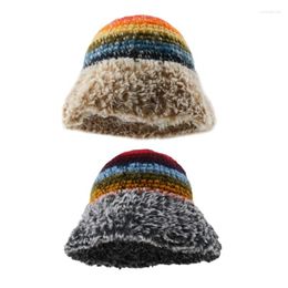 Berets Y1UB Crochet Bucket Hat For Woman Teenagers Outdoor Foldable Commute Fisherman Wide Brim Winter Windproof Skiing