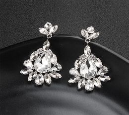 2018 Newest Fashion Water Drop Crystal Long Drop Earrings Women Wedding Jewelry Clear Bride Dangle Earrings Holiday Gifts JCC0584776230