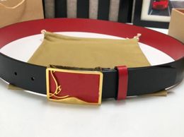 Luxury Designer Belt New Red Shiny Bottoms For Men Women Clothings Accessories Belts Big Buckle High Quality 3A+ Genuine Leather Width 3.5CM Waistbands With Box 92L3