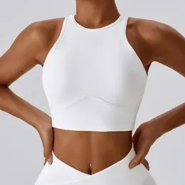 Active Shirts Seamless Sports Bra Crop Top Women Athletic Tank Streetwear Elastic Rib-Knit Sleeveless Yoga Vest Tee Stretchy Gym Tight