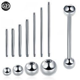 10PCS G23 Tongue Stud Barbell Ring Nipple Long Bar Ear Cartilage Industrial Earrings Piercing Jewelry 240127